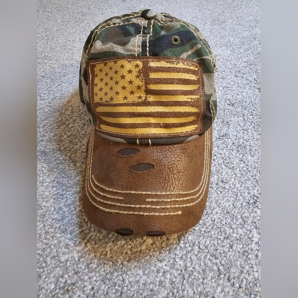 KBETHOS Accessories - Kbethos Vintage Camo American Flag Distressed Women's Baseball Style Hat